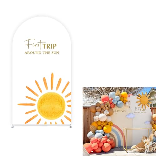 Here Comes The Son Arch Backdrop Cover First Trip Around The Sun Baby Shower Decorations Arch Spandex Cover Groovy Sunshine Birthday Party Fiesta (6x2.6ft Cover,30)
