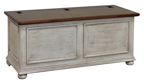 Pieffe Mobili Cassapanca Baule, Legno, Bianco Decapè, Piano Noce, 120 x 42 x 50 cm