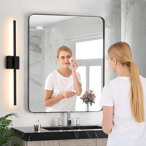 Image of Wall Sconces Set of Two, 28 Inch Dimmable LED Wall Sconce Modern Black Sconces Set of 2 for Bathroom, Living Room, Bedroom, Hardwired 3000K (2 Pack)