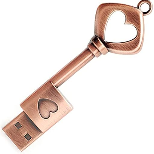 Memoria USB 3.0 de 32GB, BorlterClamp Pendrive Unidad Flash USB 3.0 Linda con Forma de Llave de Metal Retro con Patrón de Corazón de Amor | Ya disponible en tu tienda friki favorita! En mundofriki.es!