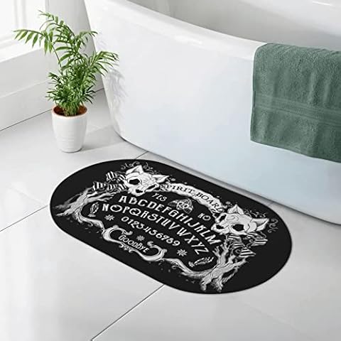 AXETVSOK Bath Rug 50 x 80 cm, Cat Skull Head Witch Board Black Gothic Bath Mat for Bathroom,Tub and Shower Cover