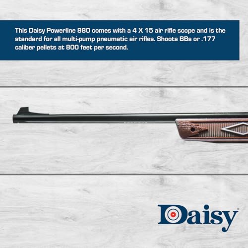 Image of Daisy Powerline 880 Multi-Pump Pneumatic Air Rifle Kit with 4x15 Scope - .177 Caliber BB or Pellet Gun, 800 FPS.