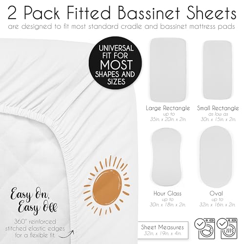 Image of Sweet Jojo Designs Orange and White Vintage Boho Sun Boy Girl Unisex /Gender Neutral Baby Bassinet Sheets Fitted Sheet Set Infant Newborn Nursery Oval Rectangle Hourglass Mattress 2p Bohemian Celestial