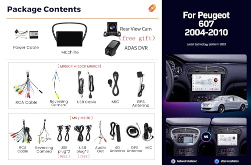 Autoradio 2 DIN Peugeot 607 écran tactile 9 pouces Android Auto M300S