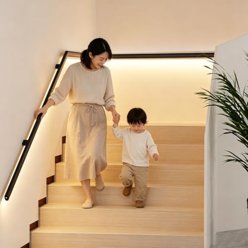 Main courante d'escalier à LED sans câblage requis pour éviter les chutes dans le noir