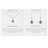 Philip Jones February (Amethyst) Birthstone Necklace & Drop Earrings Set Created with Zircondia® Crystals