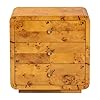bali & pari Netra Real Burl Wood Nightstand, 3-Drawer, Orange Mappa #2