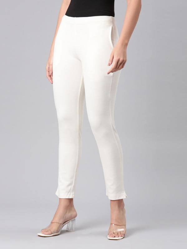 Image of GO COLORS Ponte Smart Kurti Pants Full Length for Women | Breathable, Mid Rise