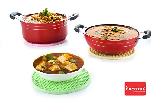 Image of Crystal Rubber Heat Resistant Hot Mat Set, 18 cm, 3-Pieces, Multicolor