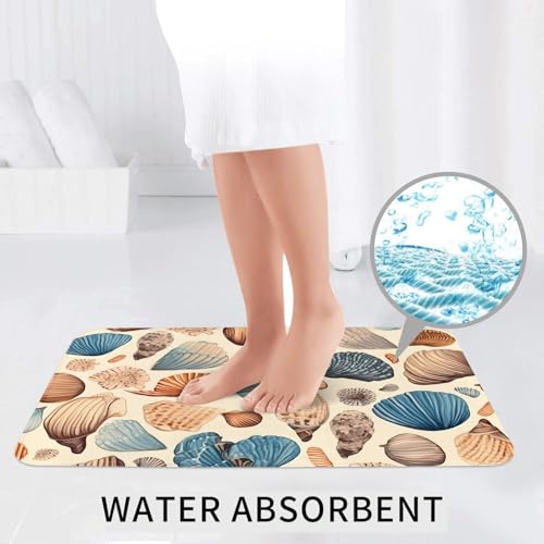 Tapis de salle de bain Shell Ocean haute densité antidérapant durable