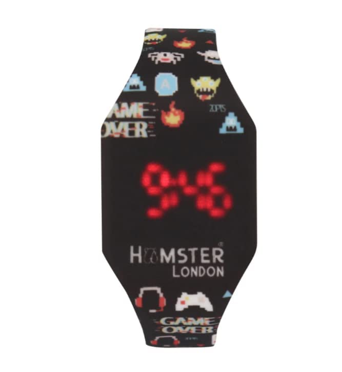 HAMSTERHAMSTER Silicone Smart Digital Watches with Touch Button, Latest Collection LED Bracelet Watch with Cartoon Character for Kids, Boys and Girls (Black)