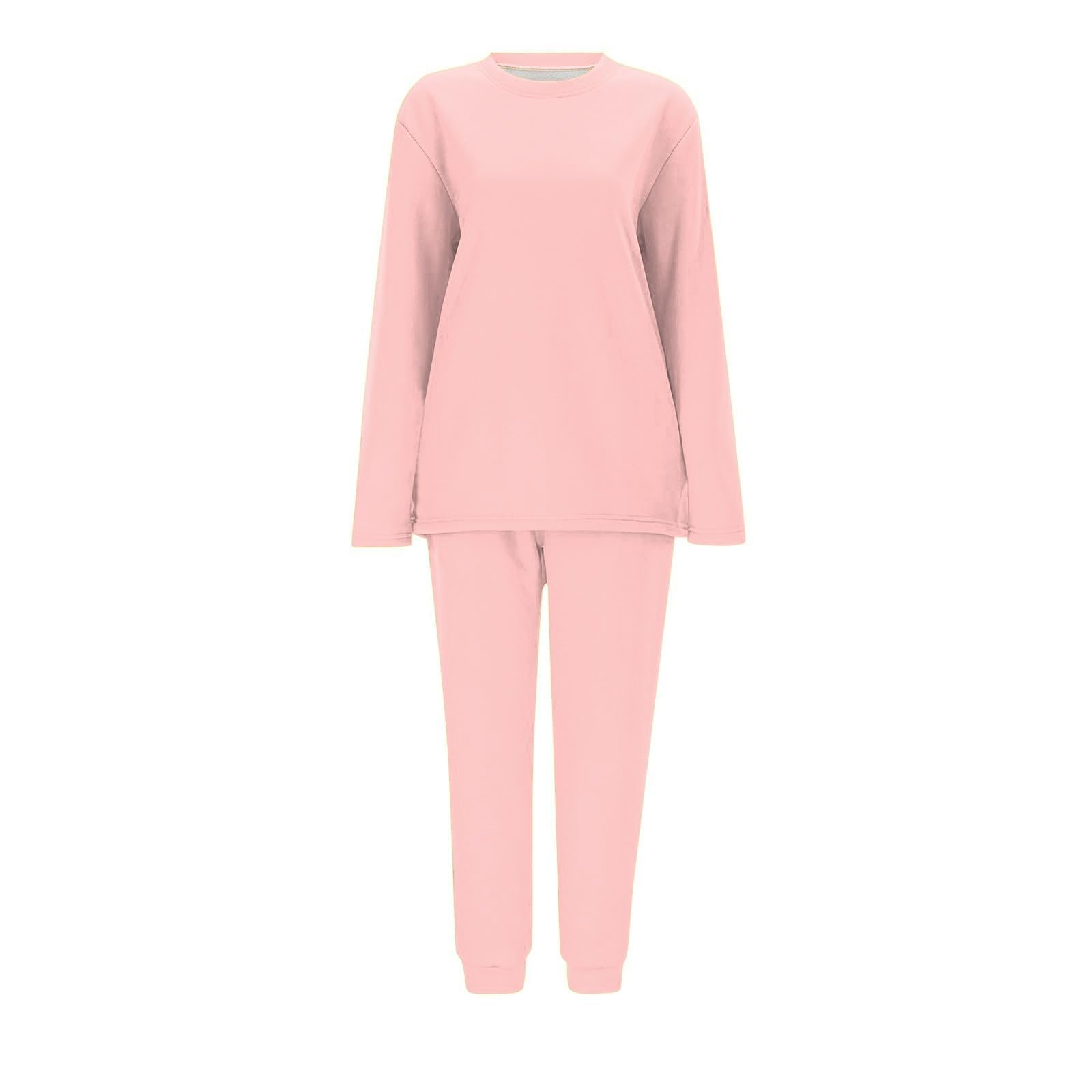Conjunto de Pijama de Sudadera y Pantalones con Forro para Mujer para Calidez Invernal con Traje de Felpa Tops cómodos y Holgados Ropa de Estar por casa cálida de Invierno para Mujer