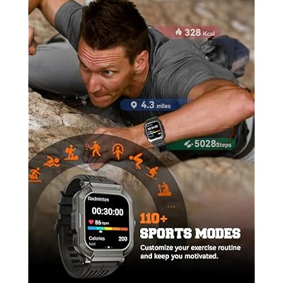 Smart Watch for Men Fitness Tracker: Military Digital Mens Watches Bluetooth Make Answer Call Running Waterproof Smartwatch Android Phones iPhone Samsung Compatible Sleep Monitor Step Pedometer