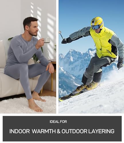 wirarpa Men's Thermal Underwear Fleece Lined Base Layer Long Johns Long Sleeve Top and Bottom Set 5