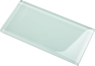 Lovdeco Peel and Stick Glass Subway Tile, 3 x 6 Inch, 5 Sq Ft, Light Gre...