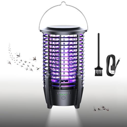 Journeyside Lampada Antizanzare Elettrica 2000V UV Zanzariera Elettrica Repellente Efficace Portata 61-80m², Insetticida Zanzare con Gancio e Spazzola per Pulizia per Repellente Zanzare,Mites, Mosche