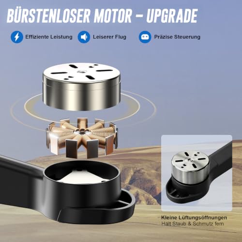 Drohne mit Kamera für Erwachsene, LCD Bildschirm Fernsteuerung ohne Handy, 36 Min Flugzeit, 90° verstellbare Kamera, Optical Flow, 2 Akkus… – Ansicht 4