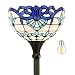 Tiffany Style Torchieres Floor Lamp Table Desk Standing Lighting White Blue Baroque Wide 12 Tall 66 Inch Stained Glass Lampshade for Living Room Bedroom Antique Set S003B WERFACTORY