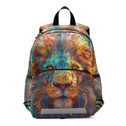 panksolu Abstract Colored Lion Toddler Backpack for Boys Girls Kids Backpacks Preschool Bag Travel Bag