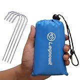Legnowit Outdoor Pocket Blanket, 55'x39' Waterproof Foldable Compact Small Pincic Blanket, Ultralight Tarp for Camping, Festival, Beach, Hiking, Backpacking, Travel and More, Stakes Included