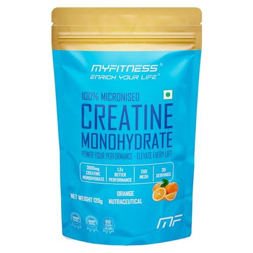 Image of Myfitness Creatine Powder Flavoured 100% Micronized | 30 Servings | Pre Workout Post Workout Supplement | 120g | Creatine Powder With Added Electrolytes (120g (Pack Of 1), Orange)