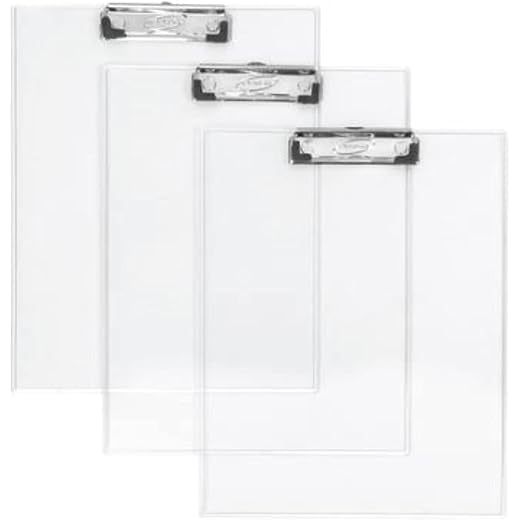Transparent Acrylic Clipboard 10 x 14 (Pack of 3)