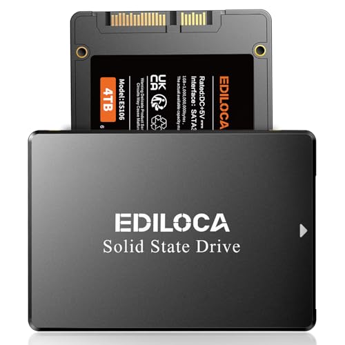 Ediloca ES106 4 TB SSD SATA III 6 GB/s 2,5' 3D NAND Disco Duro Interno, hasta 550 MB/s de Lectura,...