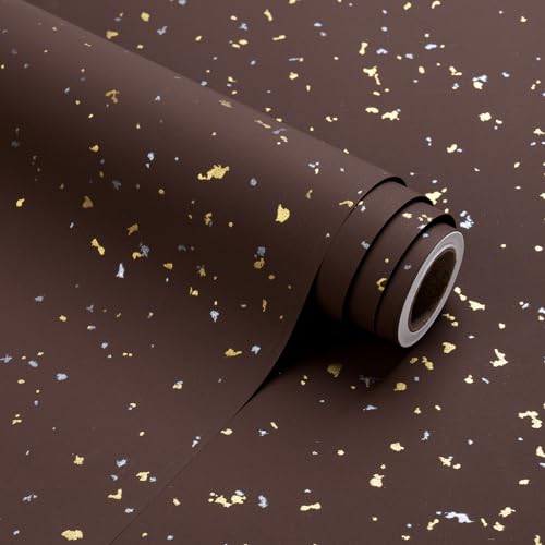 RUSPEPA Schokoladenbraun Geschenkpapierrolle – Minirolle – 43,2 cm x 5 m – Schokoladenbraunes GoldDesign mit seidiger Haptik, perfekt für Geburtstage, Feiertage, Hochzeiten, Babypartys