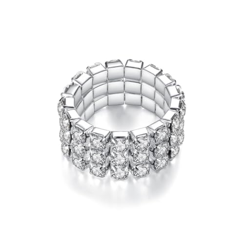 Image of Ticome Rhinestone Stretch Ring,Twinkle Multi Layer Diamond Tennis Ring