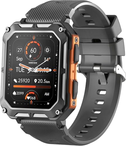 NJORD GEAR The Indestructible Smartwatch - Reloj inteligente Android resistente al agua IP68 para exteriores - Cuenta con llamadas Bluetooth, frecuencia cardíaca y monitoreo del sueño - Compatible con