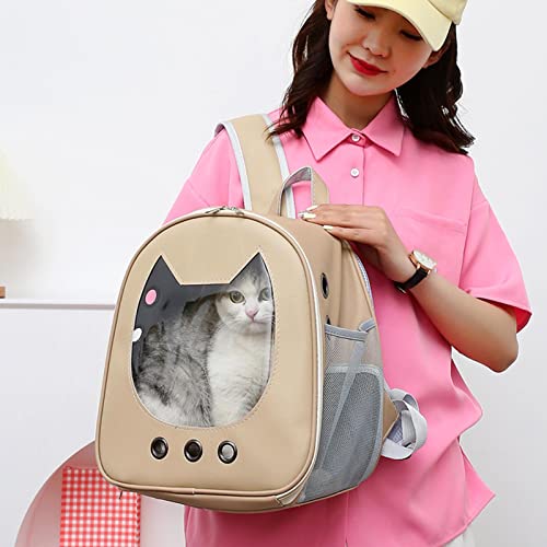 Mochila de transporte para gatos de estimação, bolsa de transporte de gato respirável à prova d'águ