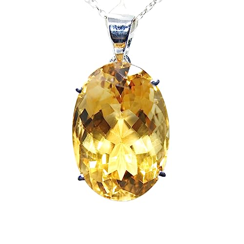 Colgante de topacio amarillo natural y auténtica plata de ley maciza