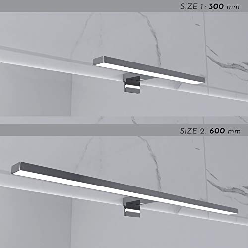 Starbath-Plus-Lampara-de-Luces-LED-Silvia-Aplique-Ideal-para-el-Espejo-del-Bano-Proteccion-IP44-300-x-108-x-40-mm-Con-Luz-Blanca-de-6000-K-Color-Cromado