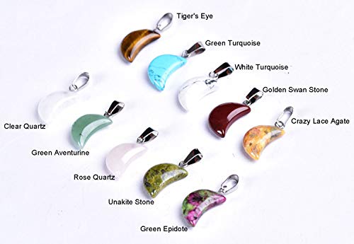 JIC Gem 30 Pieces Moon Shape Stone Pendants Natural Gemstone Healing Crystal Pendant Quartz Charms for Necklace Earring Bracelet Jewelry Making - Thumbnail 2