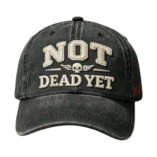 Gorra Béisbol, Gorra Transpirable de Algodón Bordada, béisbol ajustable para mujer con diseño retro humorístico de texto Not Dead, para Hombres Jóvenes Mayores Aire Libre Running Senderismo Mont