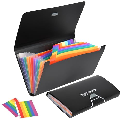 2 Pcs 13 Pockets Expanding File Folders,B6 Accordion Folders/Portable Receipt Organizer/for Receipts, Taxes, Monthly Bills, Cards, Checks, Coupons, Vouchers, Change