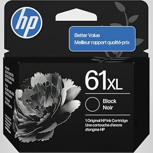 HP Tinta negra de alto rendimiento 61XL | Funciona con DeskJet 1000, 1010, 1050, 1510, 2050, 2510, 2540, 3000, 3050, 3510; Envy 4500, 5530; OfficeJet 2620, 4630 | C0PA. 4AN CH56 3WN|El embalaje puede