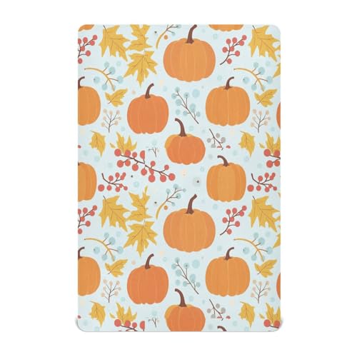 Image of Caikeny Halloween Fitted Crib Sheet for Boys Girls Autumn Leaves Pumpkin Berries Baby Crib Sheets Bassinet Sheets Crib Mattress Bed Sheets for Toddler Newborn Infant 27 x 39 in