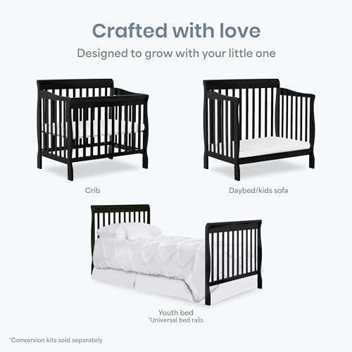 Image of Dream On Me 4 in 1 Aden Convertible Mini Crib, Black
