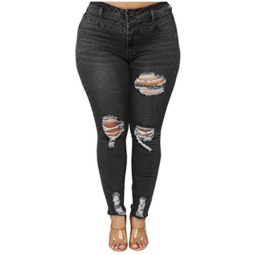 Handyulong Womens Plus Size Jeans Skinny Stretch Mid Rise Denim Jeggings Slim Fitness Pencil Pants Pull On Sweatpants