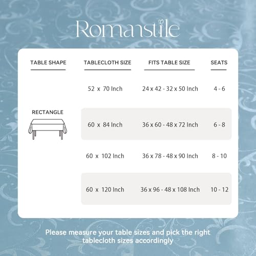 Image of Romanstile Waterproof Vinyl Tablecloth Rectangle, 54 x 78 Inch, Flower Blue