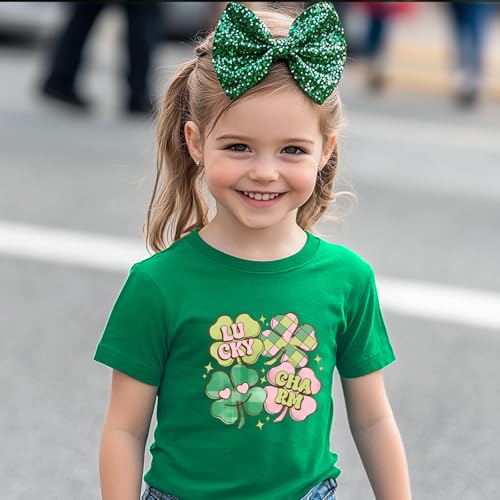 Toddler Girl St Patrick's Day Shirts Cute Lucky Tshirts Cotton Short Sleeve Tees 2-10 Years2