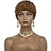 BingSing Short Pixie Cut Wig for Black Women Brown Short Wig for Black Women Pixie Cut Wigs Synthetic Curly Wig (Light Brown)