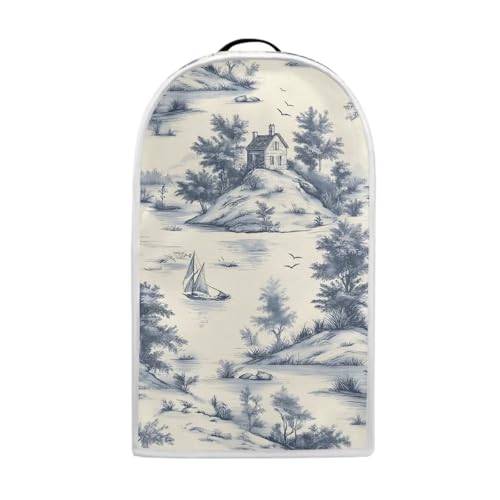 Image of Talayituse Toile De Jouy House Print Blender Dust Cover, Fingerprint Protection Cover for Stand Mixer or Coffee Machine, Home Kitchen Appliance Covers for Stain Dust Resistant Supplies