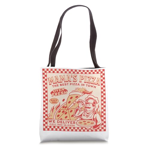 MAMA'S PIZZA The Best Pizza in Town, Oven Fresh, Pizza Box Tote Bag