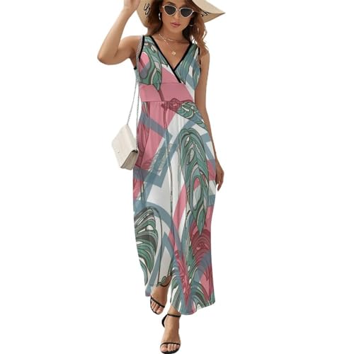Robe longue d'été à motif géométrique style décontracté chic pour femme