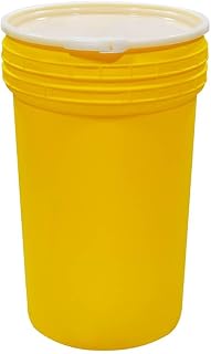 Nestable 55-Gallon Plastic Drum, DOT Rated for Solid Waste Packaging, UV Resistant, Lever-Locking Lid, Yellow