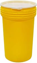 Nestable 55-Gallon Plastic Drum, DOT Rated for Solid Waste Packaging, UV Resistant, Lever-Locking Lid, Yellow