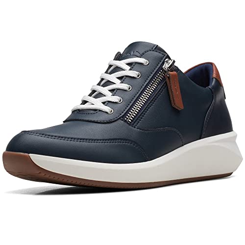 Clarks Un Rio Zip Leather, Zapatillas Mujer, Navy Combi, 40 EU