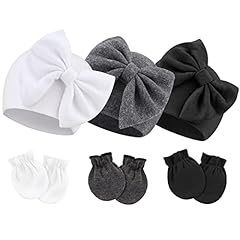 3 Pcs Bow: Black & Dark Gray & White